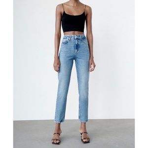 Zara High Rise Slim Blue Jeans  4